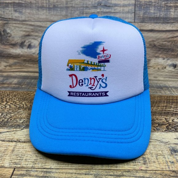 Denny's Mens Trucker Hat Blue Snapback Retro Logo 1960s Vintage Ball Cap - Picture 2 of 8